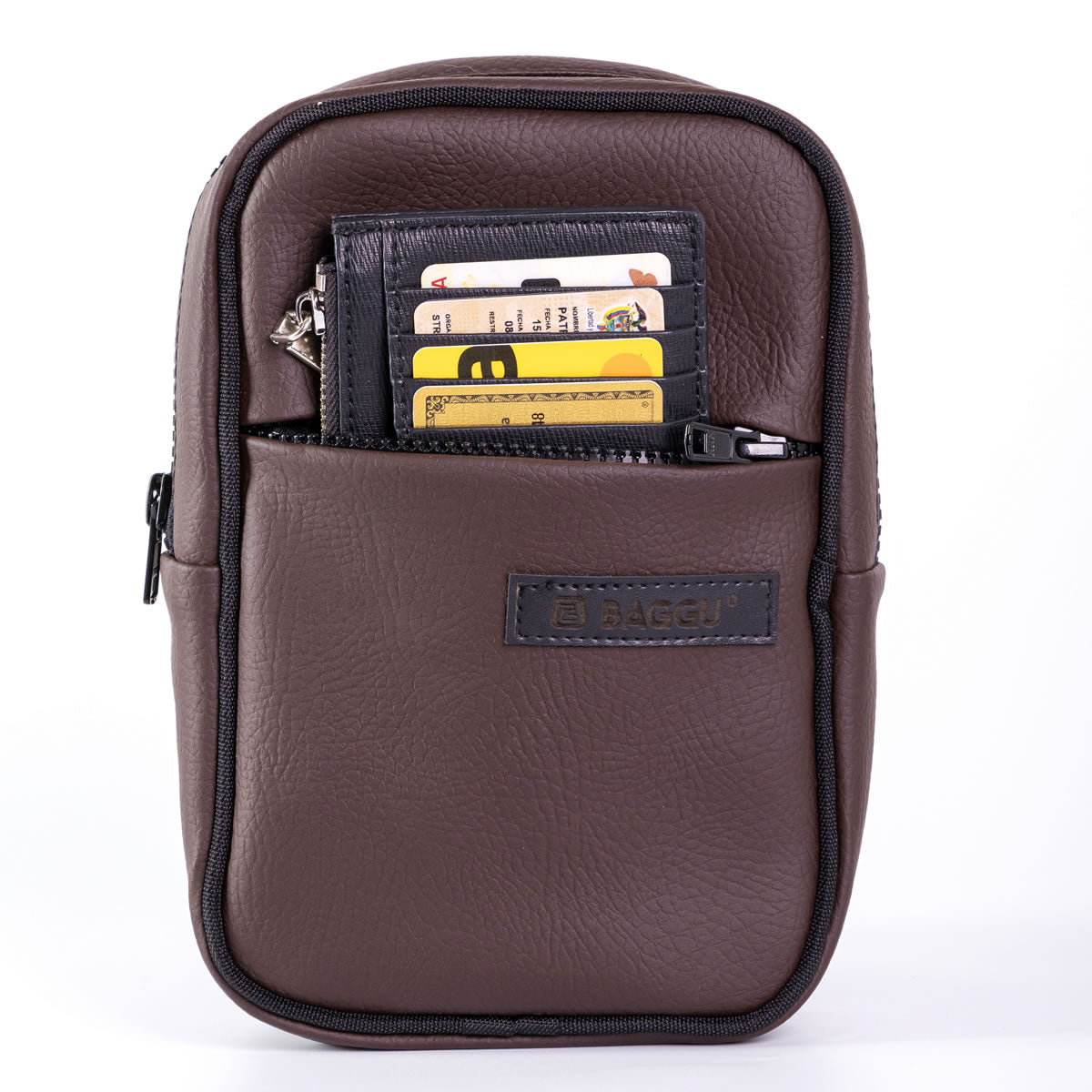 Cross Body Mini Baggu color Piel Café - CB503