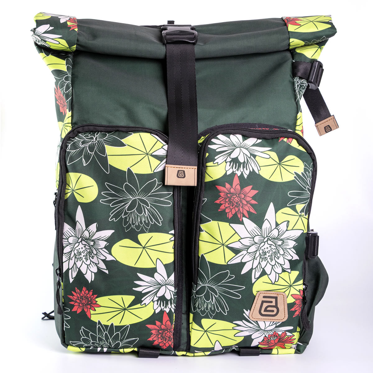 Morral Viajero Baggu Victoria Regia color Verde bolsillo estampado - MV110