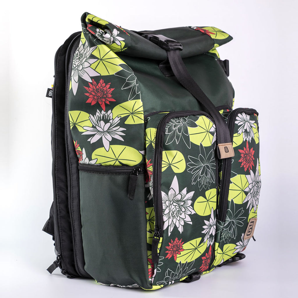 Morral Viajero Baggu Victoria Regia color Verde bolsillo estampado - MV110