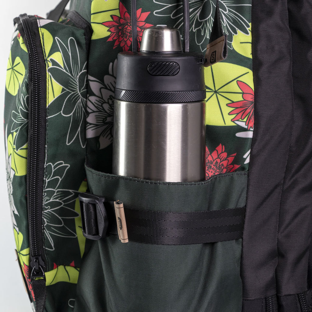 Morral Viajero Baggu Victoria Regia color Verde bolsillo estampado - MV110